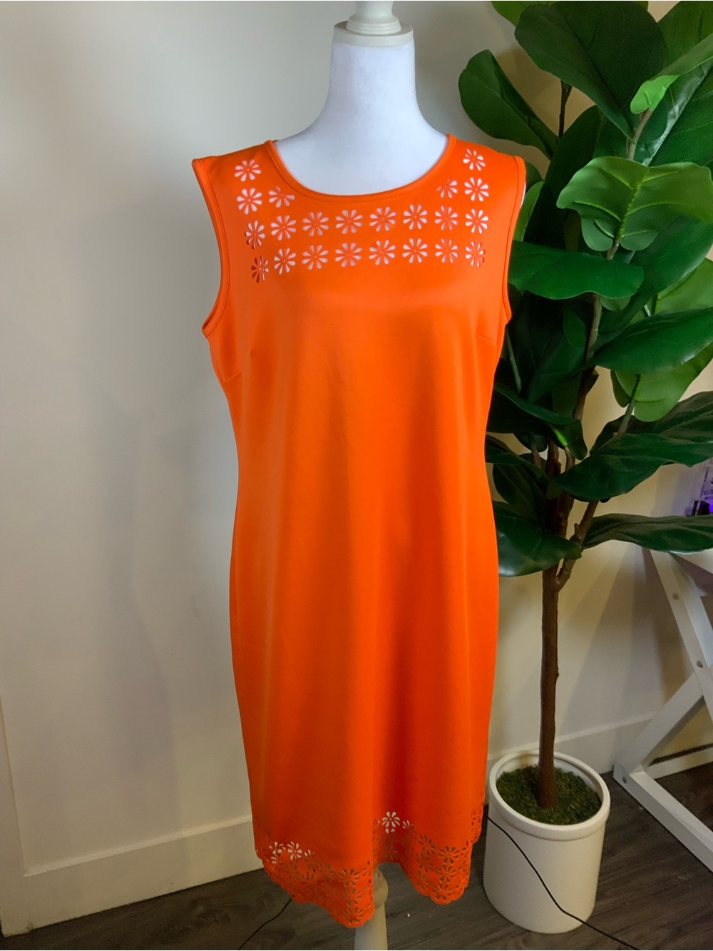 Cocomo Bright Orange Sleeveless Cutout Midi Dress